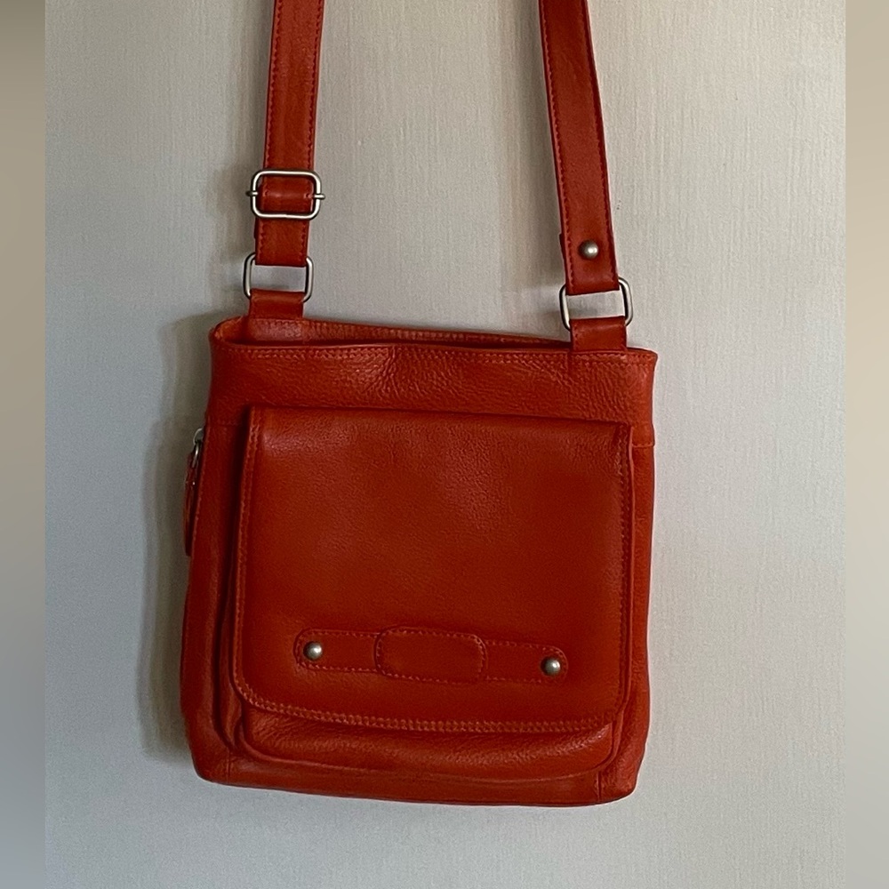 Orange Leather Purse / Crossbody